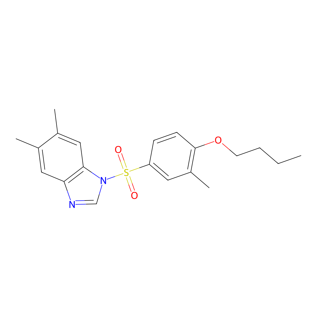 1-(4-butoxy-3-methylbenzenesulfonyl)-5,6-dimethyl-1H-1,3-benzodiazole molecular structure, CAS 1428150-92-8