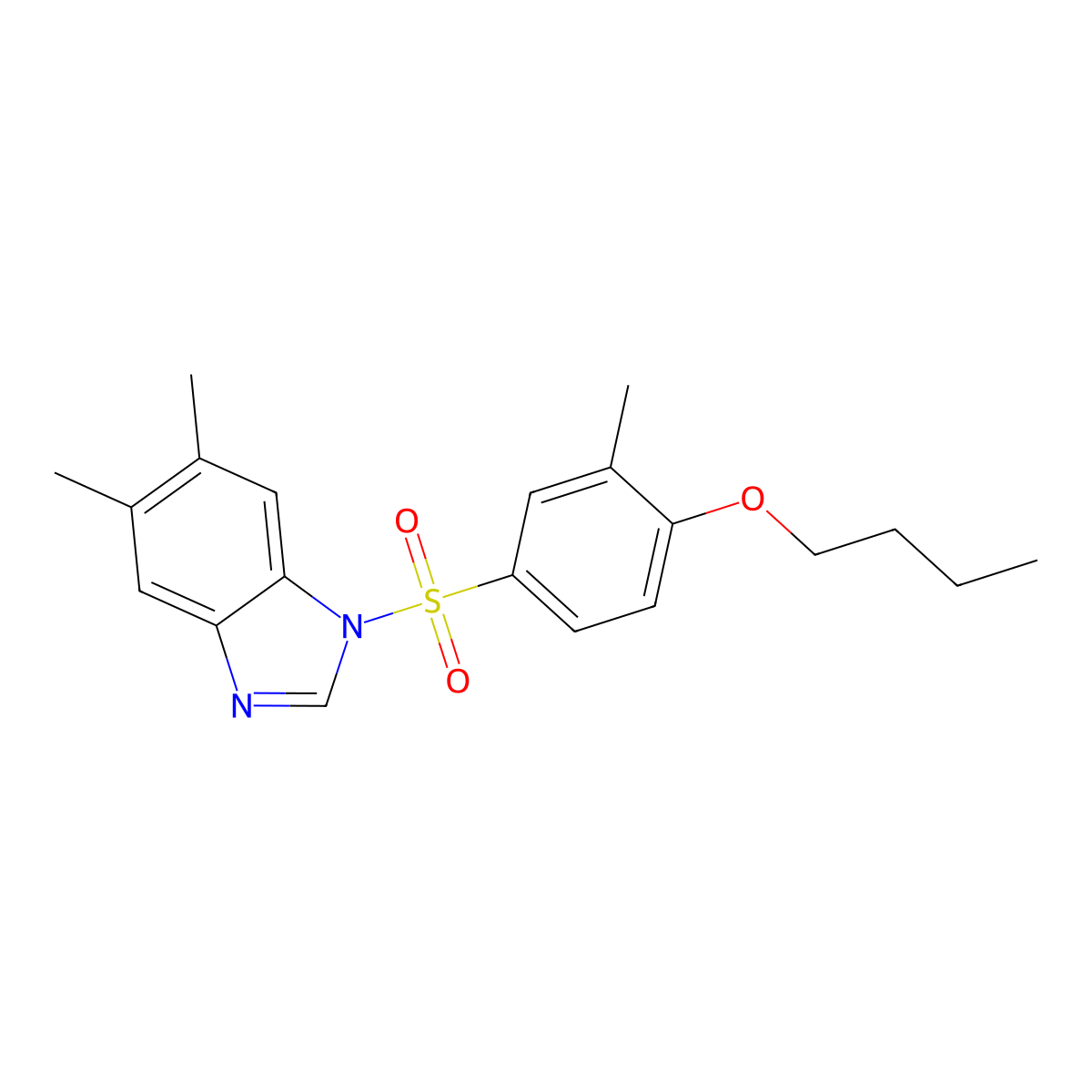 1-(4-butoxy-3-methylbenzenesulfonyl)-5,6-dimethyl-1H-1,3-benzodiazole molecular structure, CAS 1428150-92-8