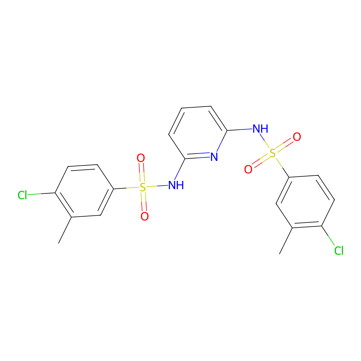 4-chloro-N-[6-(4-chloro-3-methylbenzenesulfonamido)pyridin-2-yl]-3-methylbenzene-1-sulfonamide molecular structure, CAS 1428150-96-2