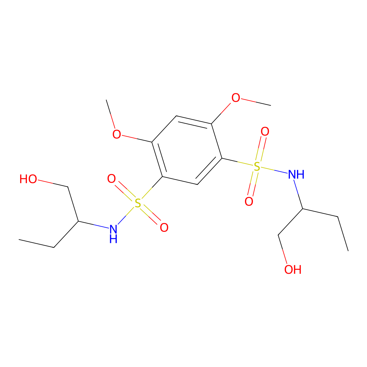 N1,N3-bis(1-hydroxybutan-2-yl)-4,6-dimethoxybenzene-1,3-disulfonamide molecular structure, CAS 1428151-01-2