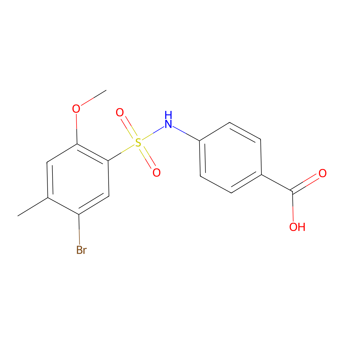 4-(5-Bromo-2-methoxy-4-methylbenzenesulfonamido)benzoic acid molecular structure, CAS 1428151-05-6