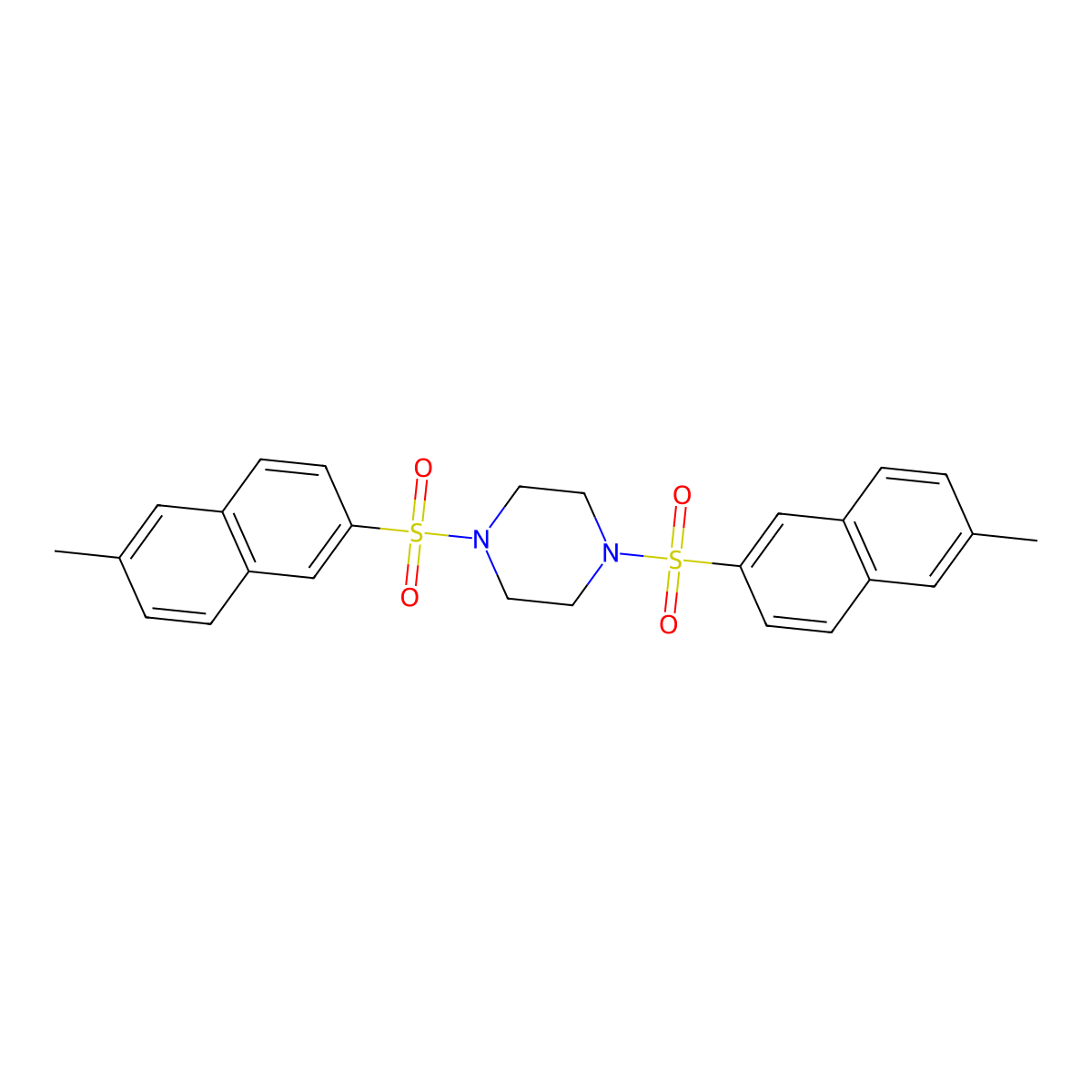 1,4-Bis[(6-methylnaphthalen-2-yl)sulfonyl]piperazine molecular structure, CAS 1428151-07-8