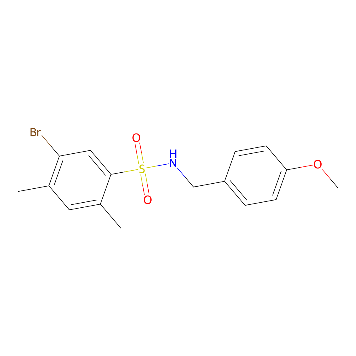 5-bromo-N-(4-methoxybenzyl)-2,4-dimethylbenzenesulfonamide molecular structure, CAS 1428151-09-0