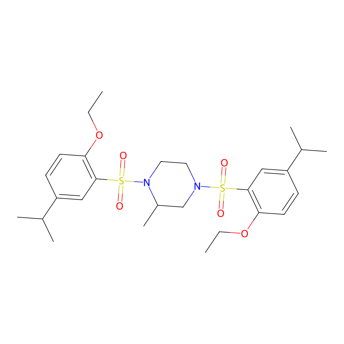1,4-Bis[2-ethoxy-5-(propan-2-yl)benzenesulfonyl]-2-methylpiperazine molecular structure, CAS 1428151-11-4