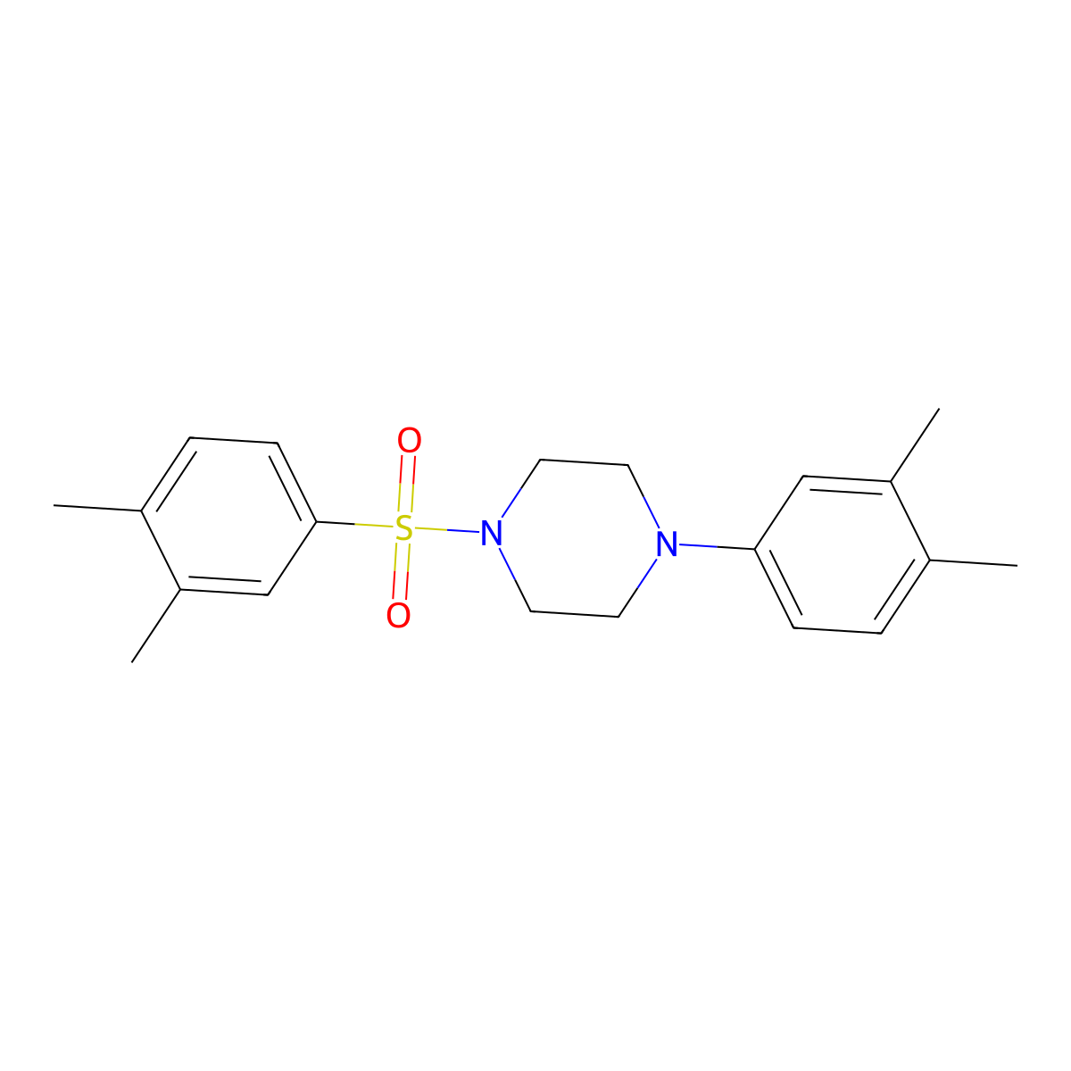 1-(3,4-Dimethylbenzenesulfonyl)-4-(3,4-dimethylphenyl)piperazine molecular structure, CAS 1428151-56-7