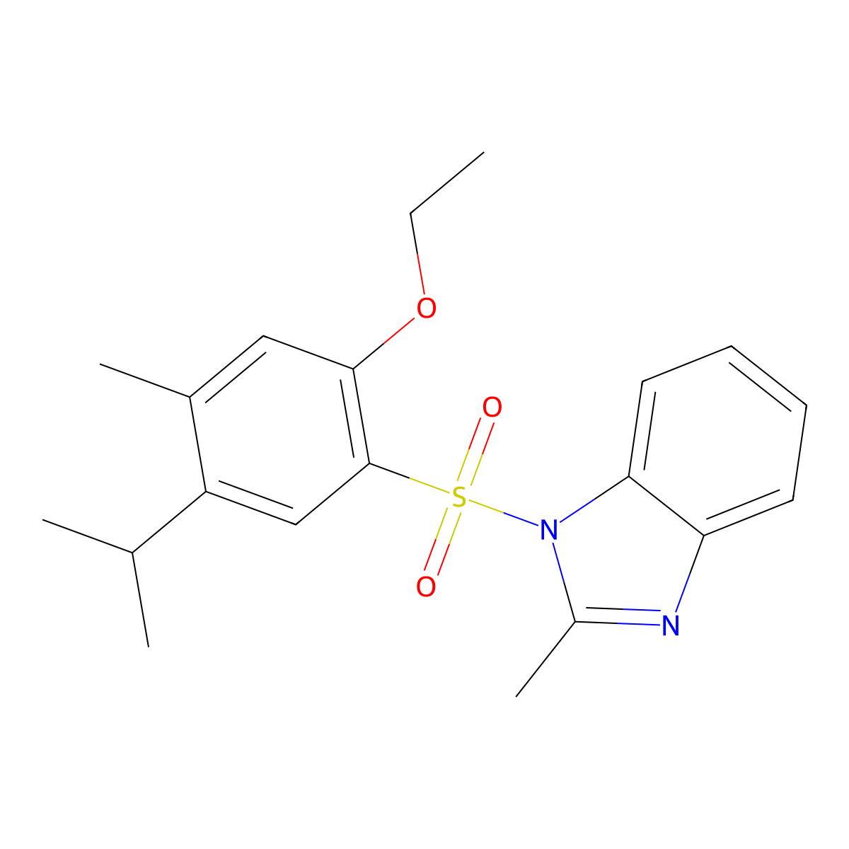 1-[2-ethoxy-4-methyl-5-(propan-2-yl)benzenesulfonyl]-2-methyl-1H-1,3-benzodiazole molecular structure, CAS 1428151-75-0
