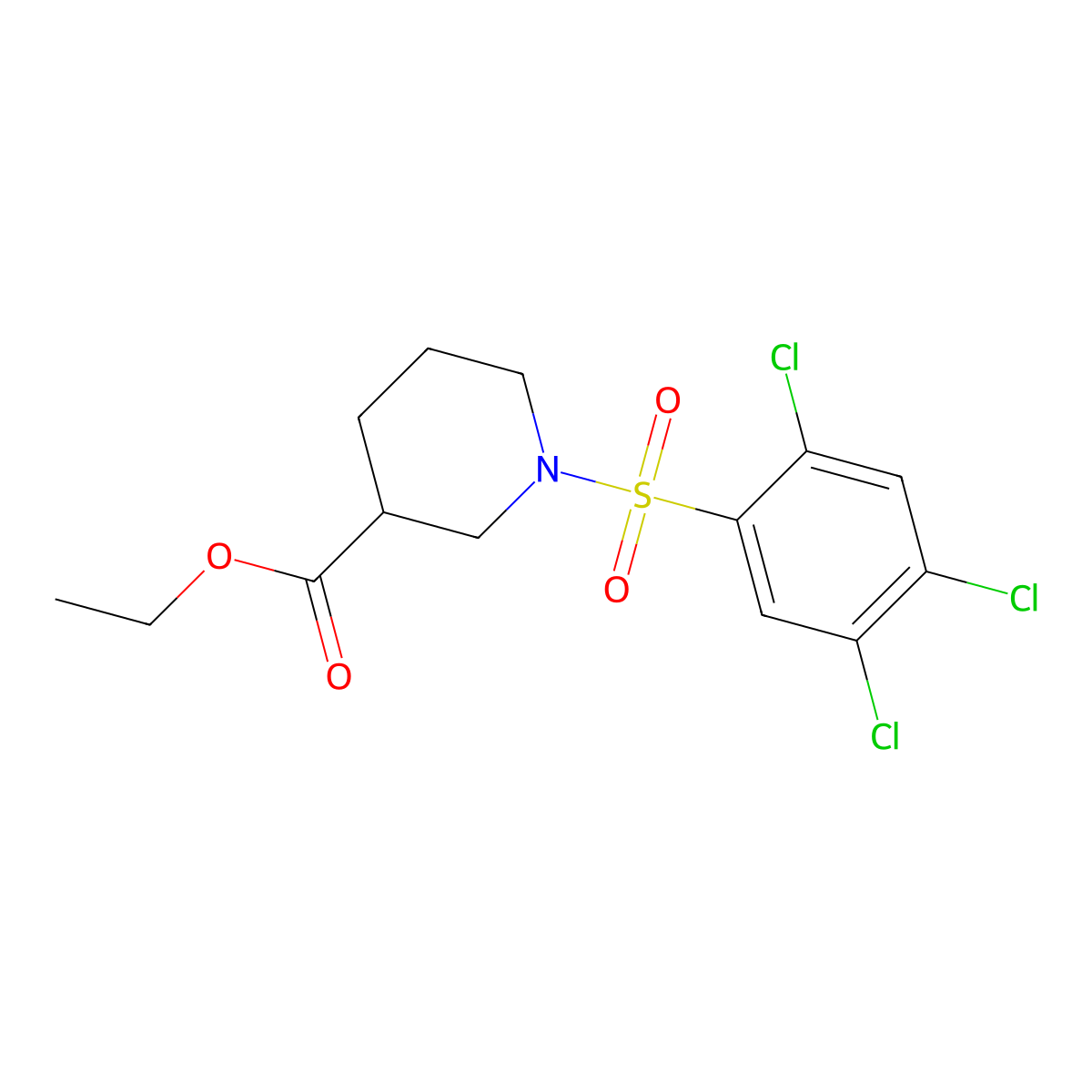 Ethyl 1-(2,4,5-trichlorobenzenesulfonyl)piperidine-3-carboxylate molecular structure, CAS 1428151-79-4