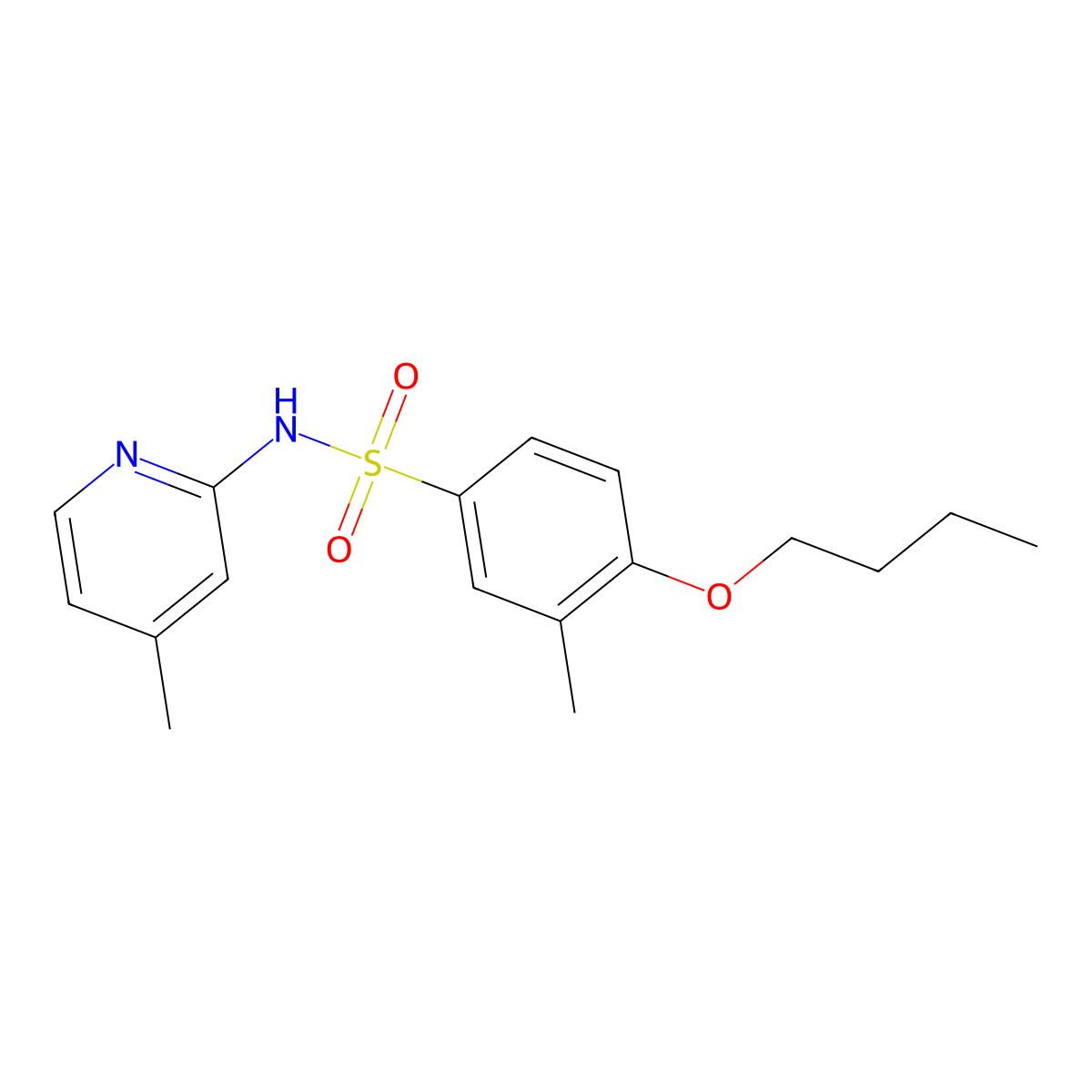 4-butoxy-3-methyl-N-(4-methyl-2-pyridinyl)benzenesulfonamide molecular structure, CAS 1428151-81-8