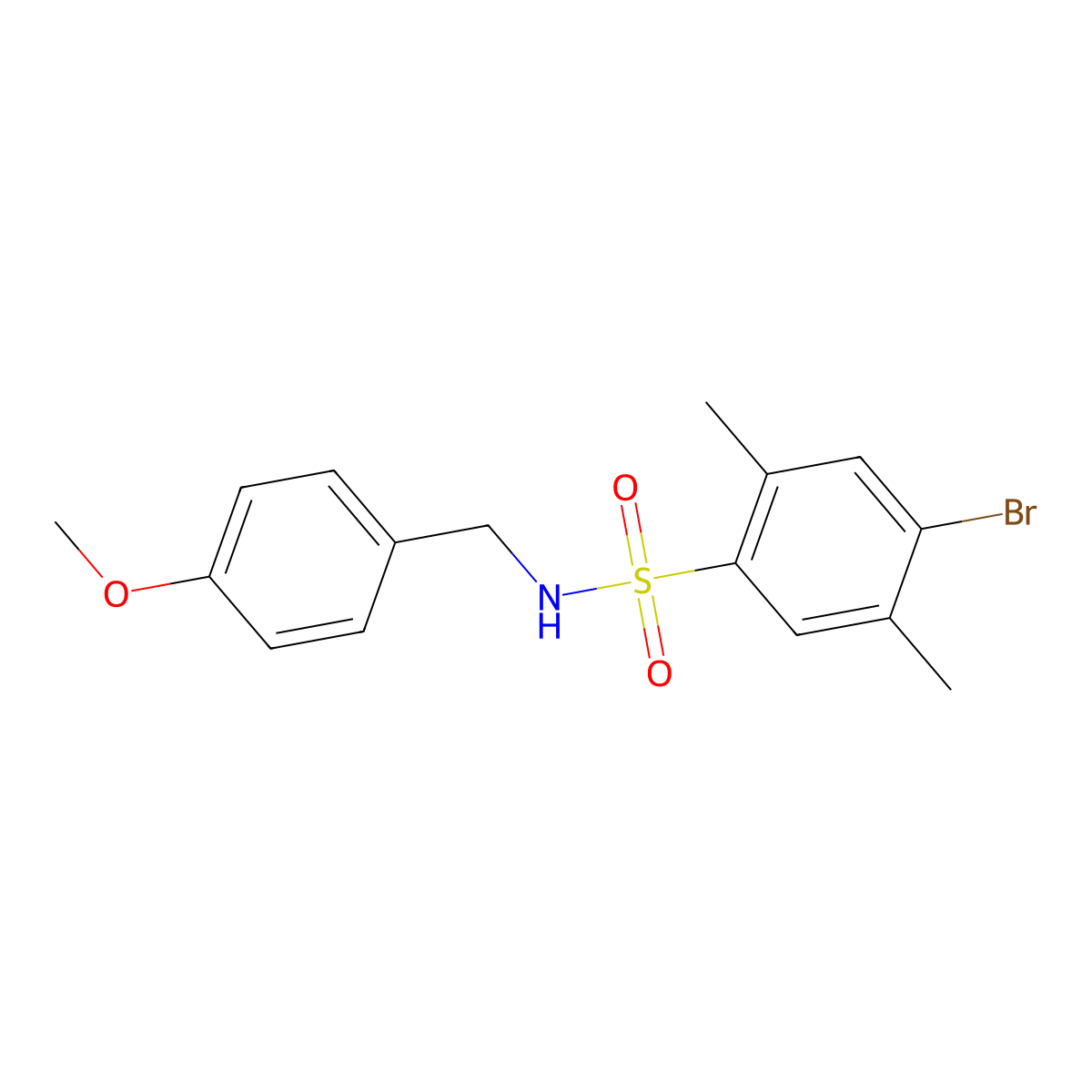 4-bromo-N-(4-methoxybenzyl)-2,5-dimethylbenzenesulfonamide molecular structure, CAS 1428151-82-9