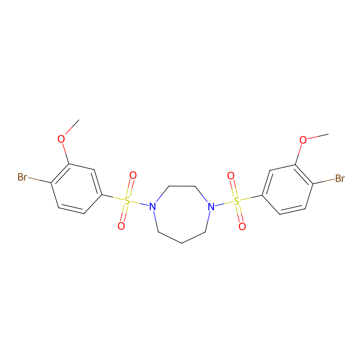 1,4-Bis(4-bromo-3-methoxybenzenesulfonyl)-1,4-diazepane molecular structure, CAS 1428151-87-4