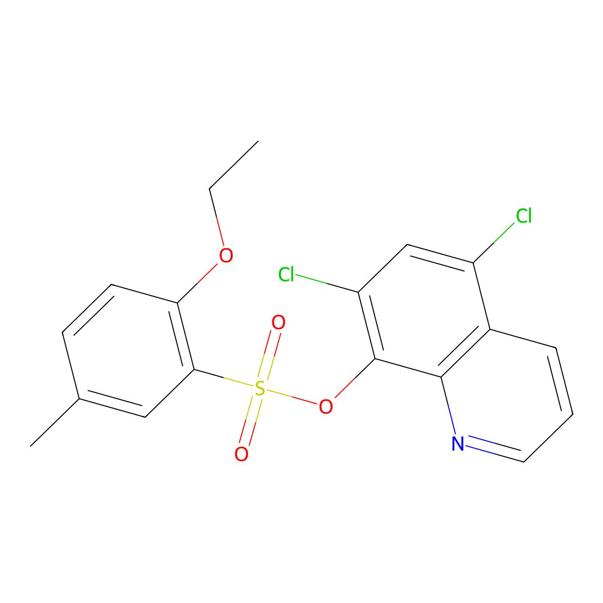 5,7-Dichloroquinolin-8-yl 2-ethoxy-5-methylbenzene-1-sulfonate molecular structure, CAS 1428151-96-5