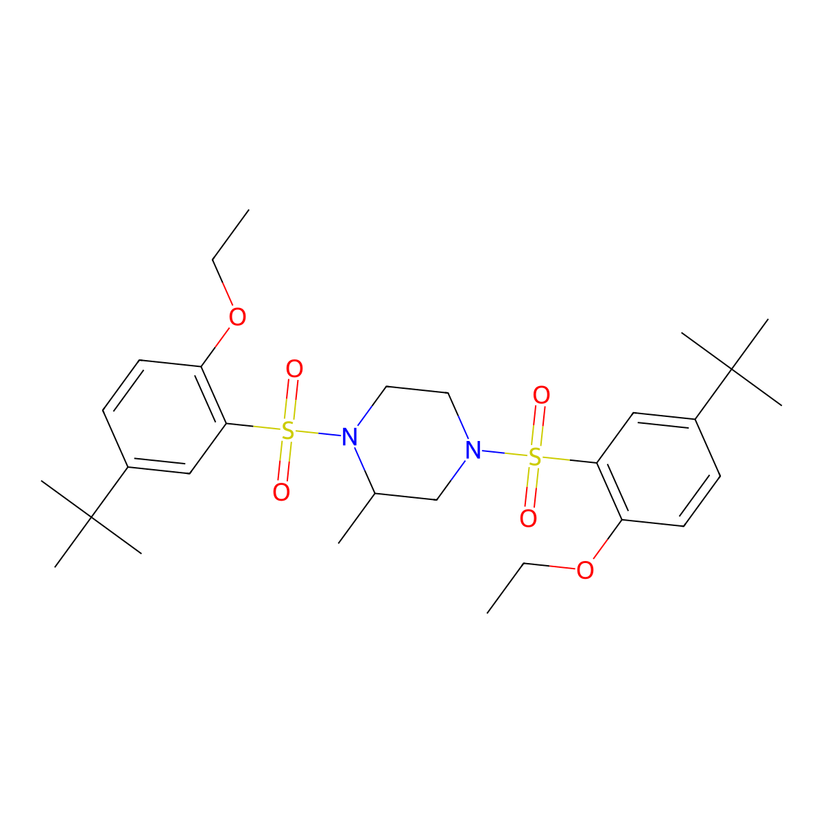1,4-Bis(5-tert-butyl-2-ethoxybenzenesulfonyl)-2-methylpiperazine molecular structure, CAS 1428151-99-8