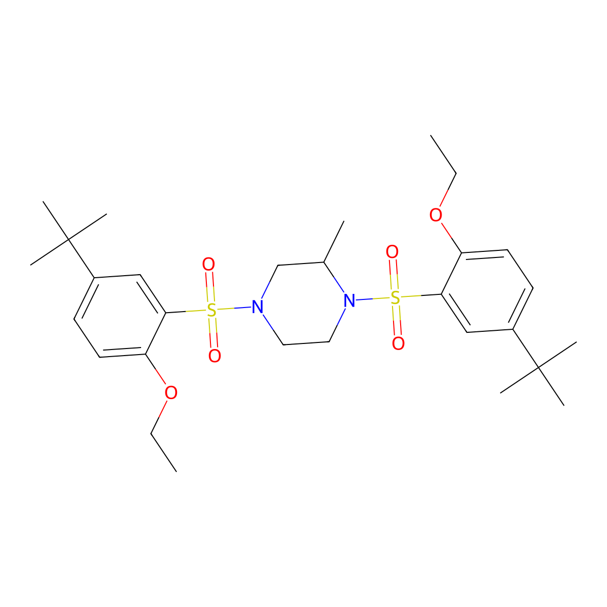 1,4-Bis(5-tert-butyl-2-ethoxybenzenesulfonyl)-2-methylpiperazine molecular structure, CAS 1428151-99-8