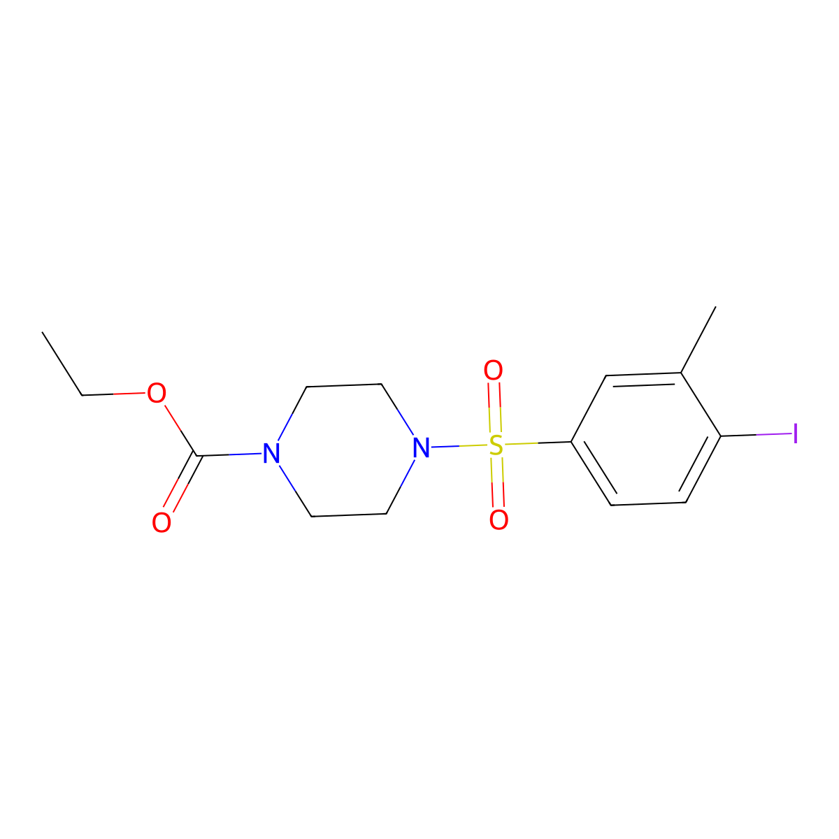 Ethyl 4-(4-iodo-3-methylbenzenesulfonyl)piperazine-1-carboxylate molecular structure, CAS 1428152-00-4