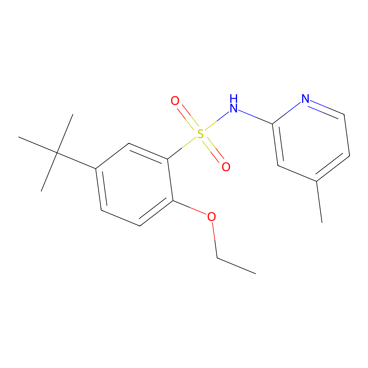 5-tert-butyl-2-ethoxy-N-(4-methyl-2-pyridinyl)benzenesulfonamide molecular structure, CAS 1428152-04-8