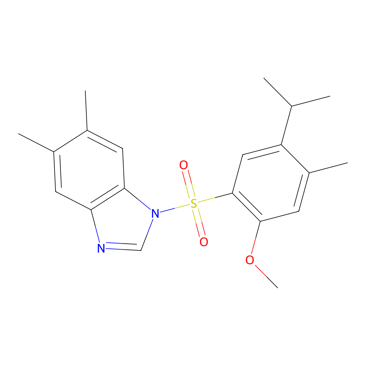 1-[2-methoxy-4-methyl-5-(propan-2-yl)benzenesulfonyl]-5,6-dimethyl-1H-1,3-benzodiazole molecular structure, CAS 1428152-07-1