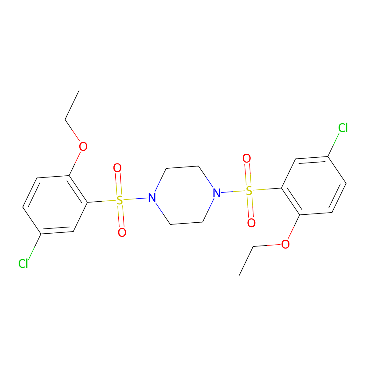 1,4-Bis(5-chloro-2-ethoxybenzenesulfonyl)piperazine molecular structure, CAS 1428152-13-9