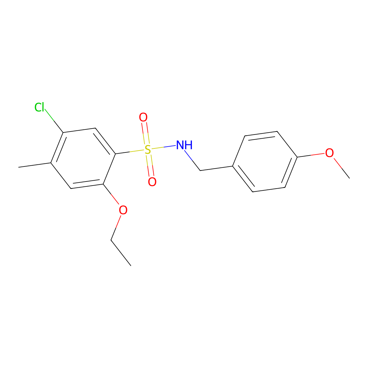 5-chloro-2-ethoxy-N-(4-methoxybenzyl)-4-methylbenzenesulfonamide molecular structure, CAS 1428152-14-0