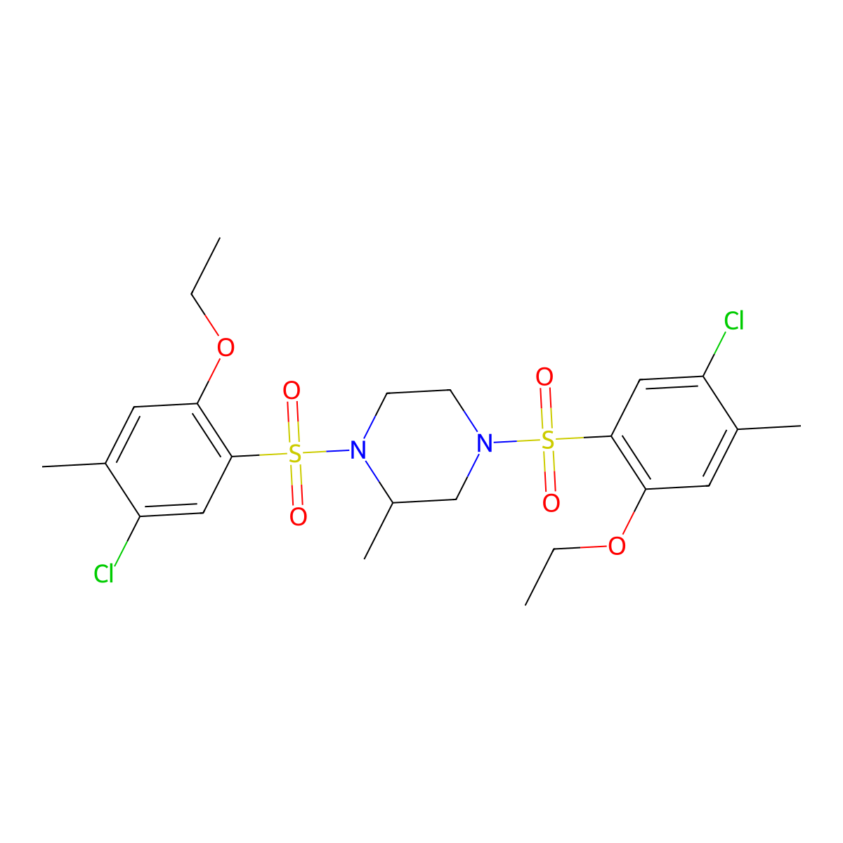 1,4-Bis(5-chloro-2-ethoxy-4-methylbenzenesulfonyl)-2-methylpiperazine molecular structure, CAS 1428152-19-5