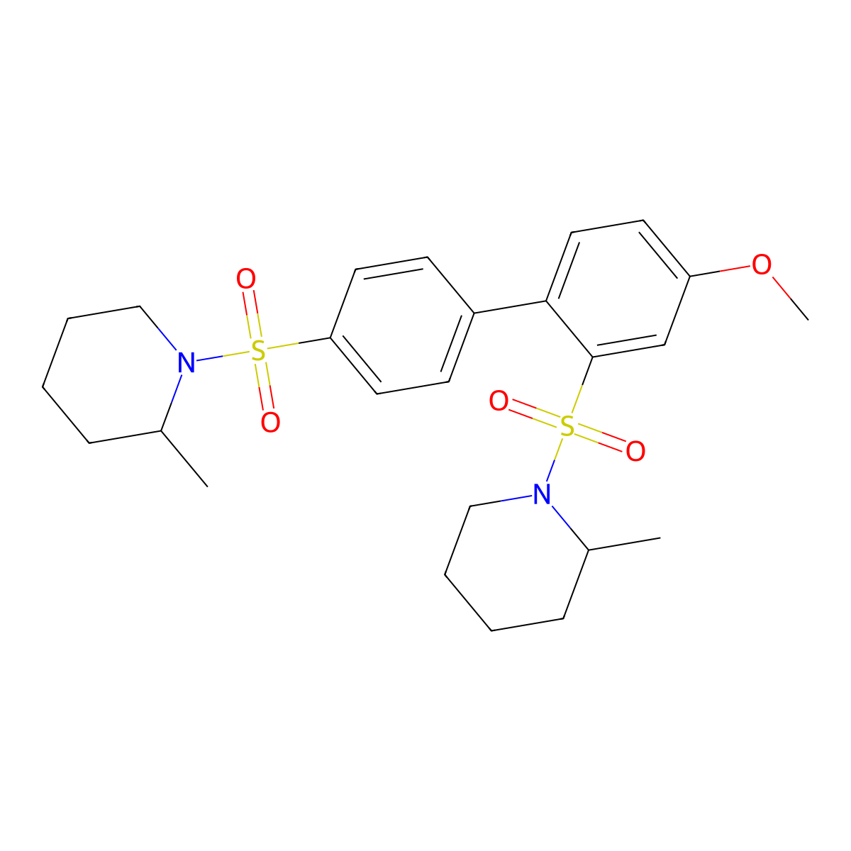 1-({4'-Methoxy-2'-[(2-methylpiperidin-1-yl)sulfonyl]-[1,1'-biphenyl]-4-yl}sulfonyl)-2-methylpiperidine molecular structure, CAS 1428152-22-0