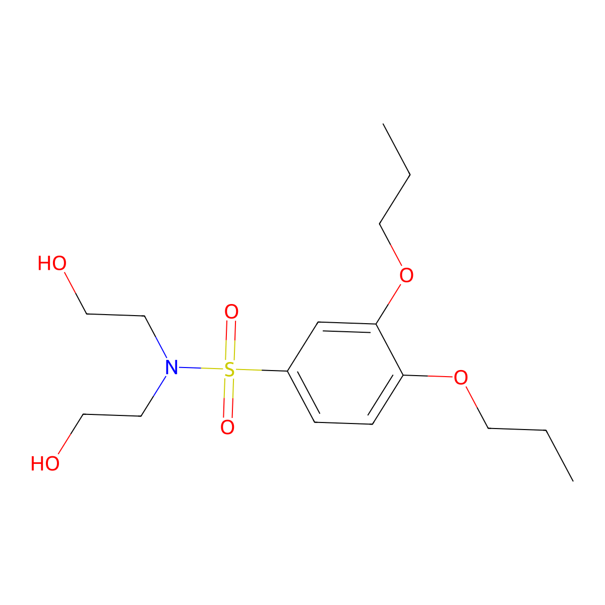 N,N-bis(2-hydroxyethyl)-3,4-dipropoxybenzene-1-sulfonamide molecular structure, CAS 1428152-31-1