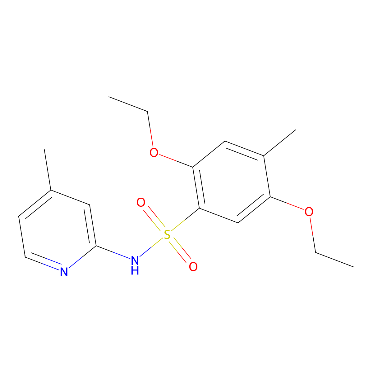 2,5-diethoxy-4-methyl-N-(4-methyl-2-pyridinyl)benzenesulfonamide molecular structure, CAS 1428152-37-7