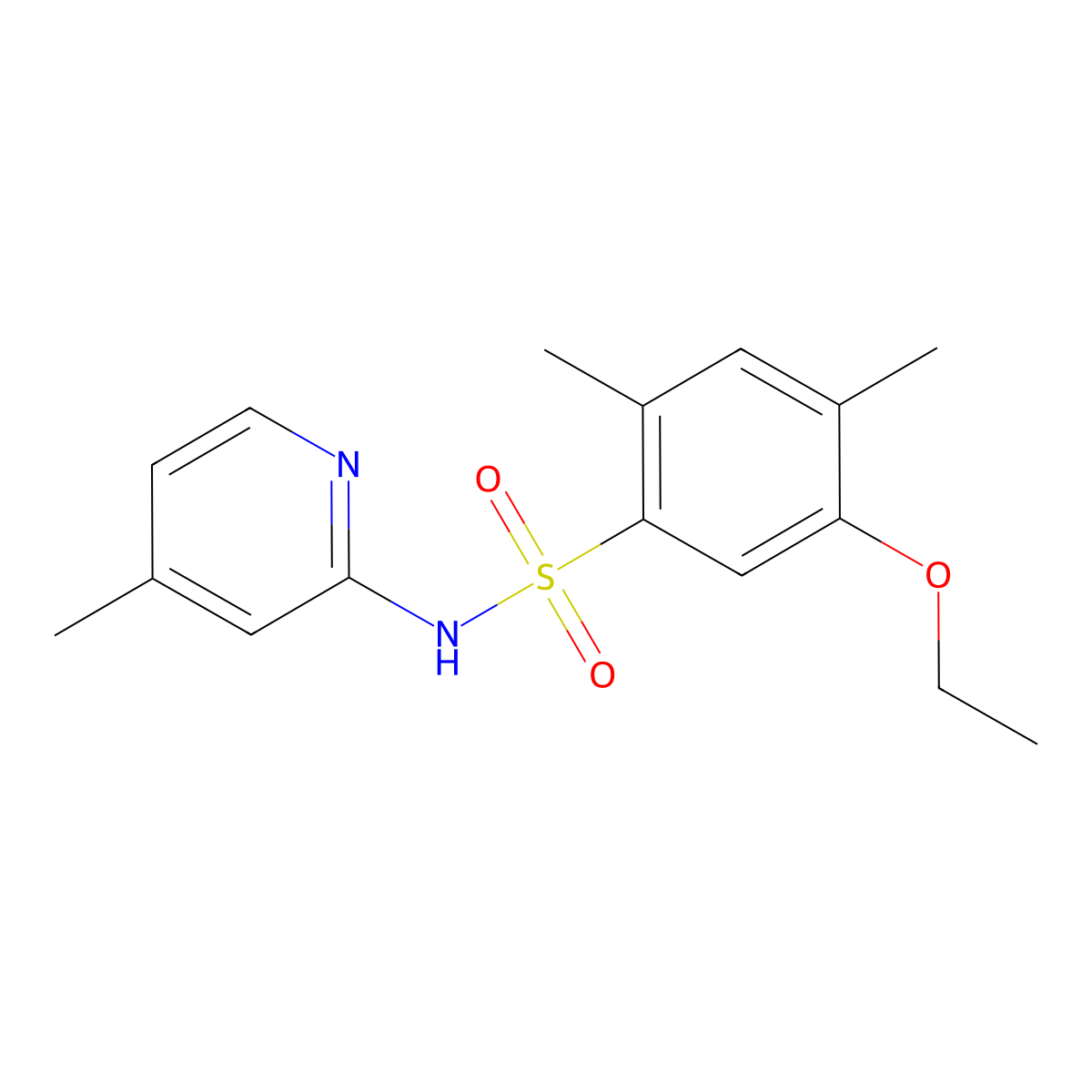 5-ethoxy-2,4-dimethyl-N-(4-methylpyridin-2-yl)benzene-1-sulfonamide molecular structure, CAS 1428152-40-2