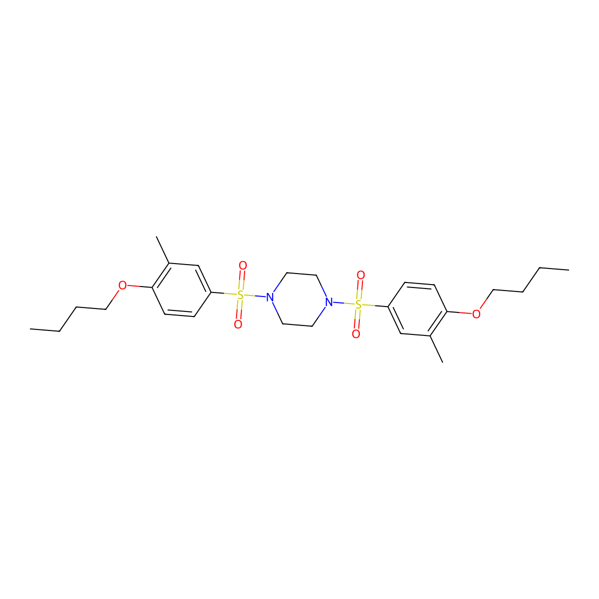 1,4-Bis(4-butoxy-3-methylbenzenesulfonyl)piperazine molecular structure, CAS 1428152-46-8