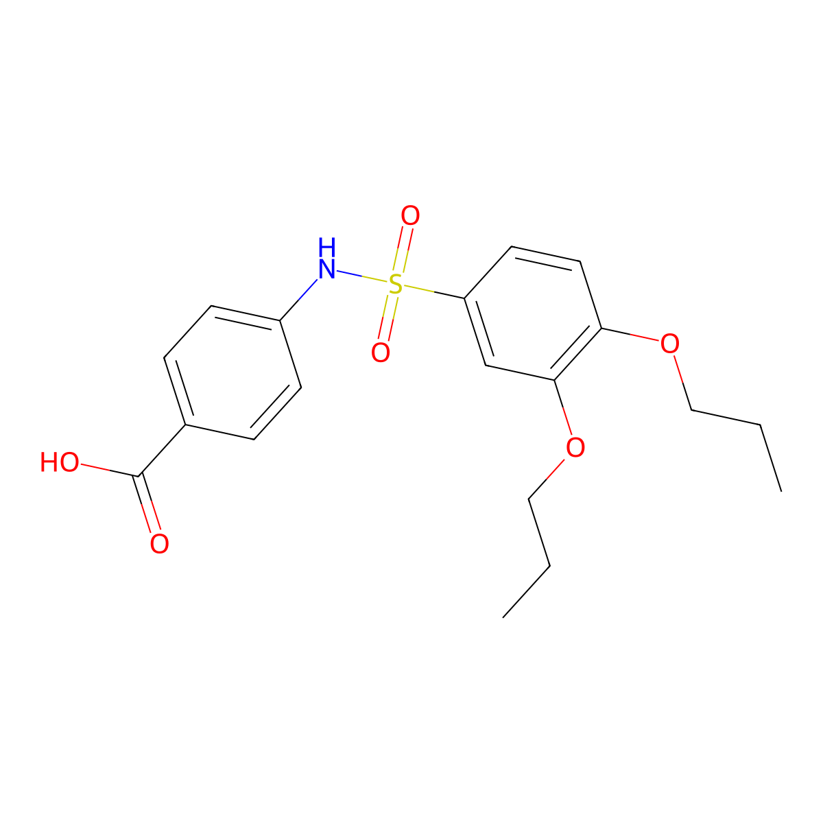 4-(3,4-Dipropoxybenzenesulfonamido)benzoic acid molecular structure, CAS 1428152-52-6