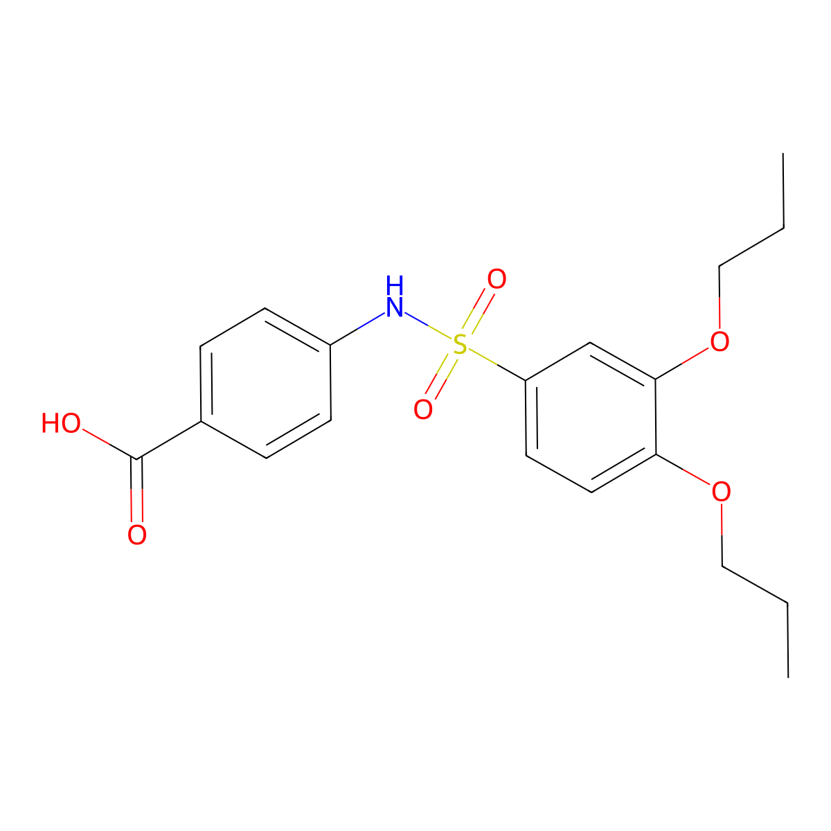 4-(3,4-Dipropoxybenzenesulfonamido)benzoic acid molecular structure, CAS 1428152-52-6