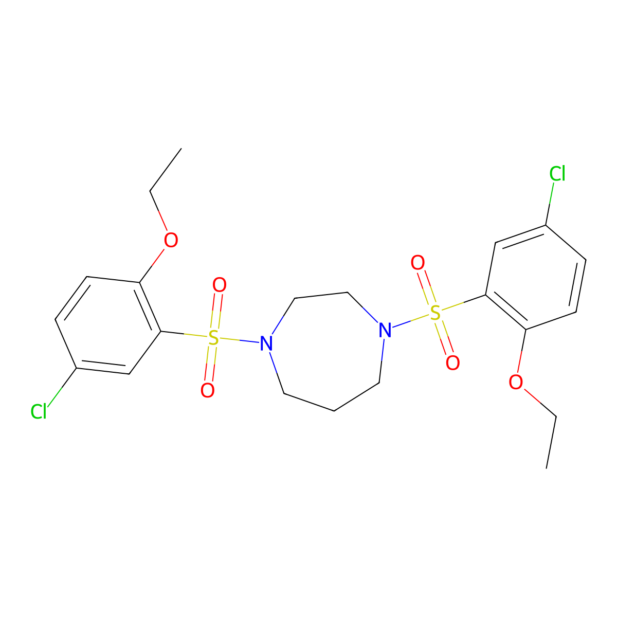 1,4-Bis(5-chloro-2-ethoxybenzenesulfonyl)-1,4-diazepane molecular structure, CAS 1428152-54-8
