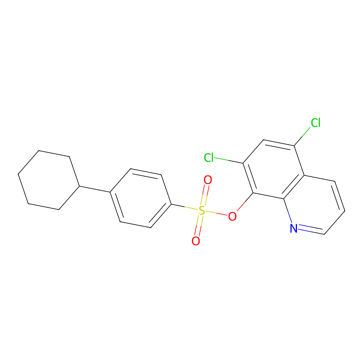 5,7-Dichloroquinolin-8-yl 4-cyclohexylbenzene-1-sulfonate molecular structure, CAS 1428152-55-9