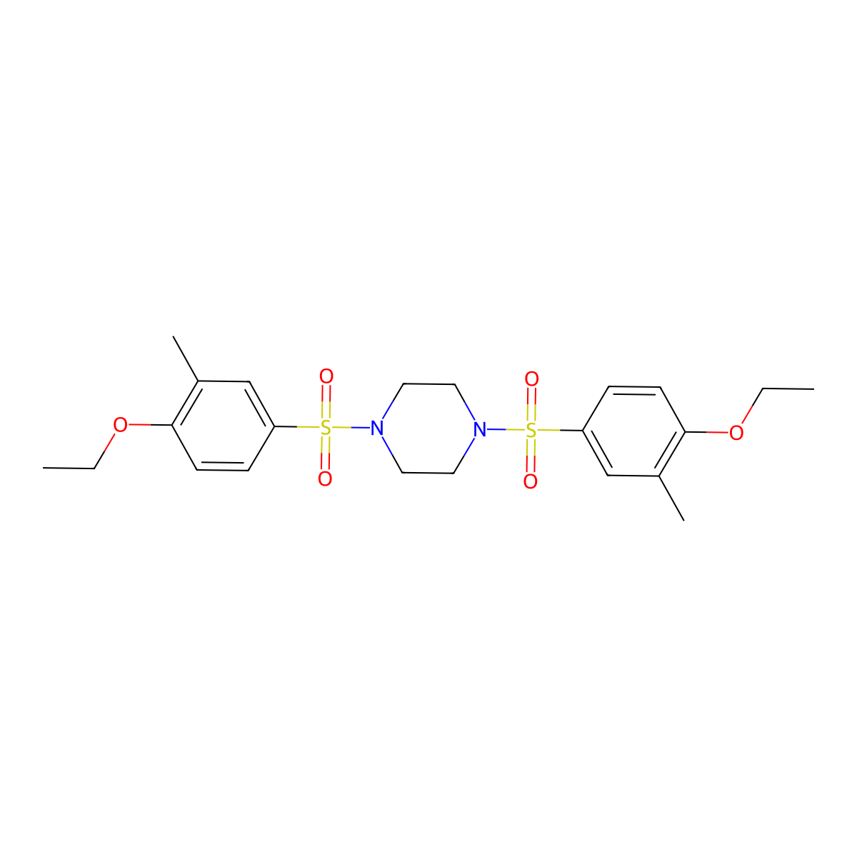 1,4-Bis(4-ethoxy-3-methylbenzenesulfonyl)piperazine molecular structure, CAS 1428152-63-9