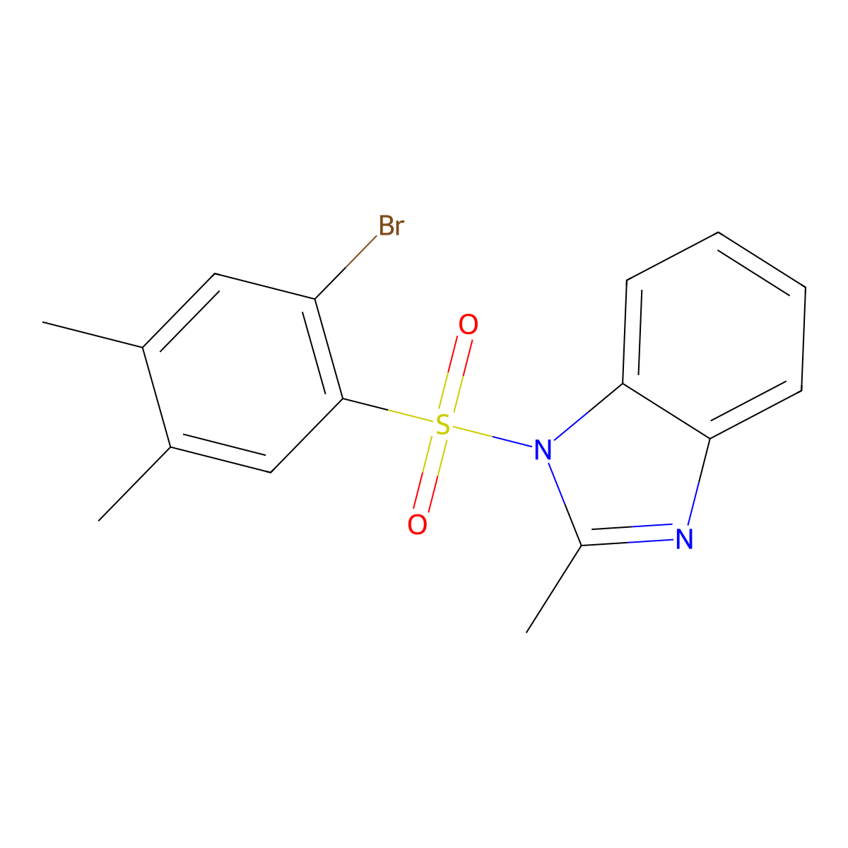 1-(2-bromo-4,5-dimethylbenzenesulfonyl)-2-methyl-1H-1,3-benzodiazole molecular structure, CAS 1428152-67-3