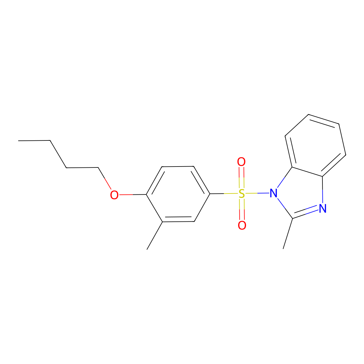 1-(4-butoxy-3-methylbenzenesulfonyl)-2-methyl-1H-1,3-benzodiazole molecular structure, CAS 1428152-69-5