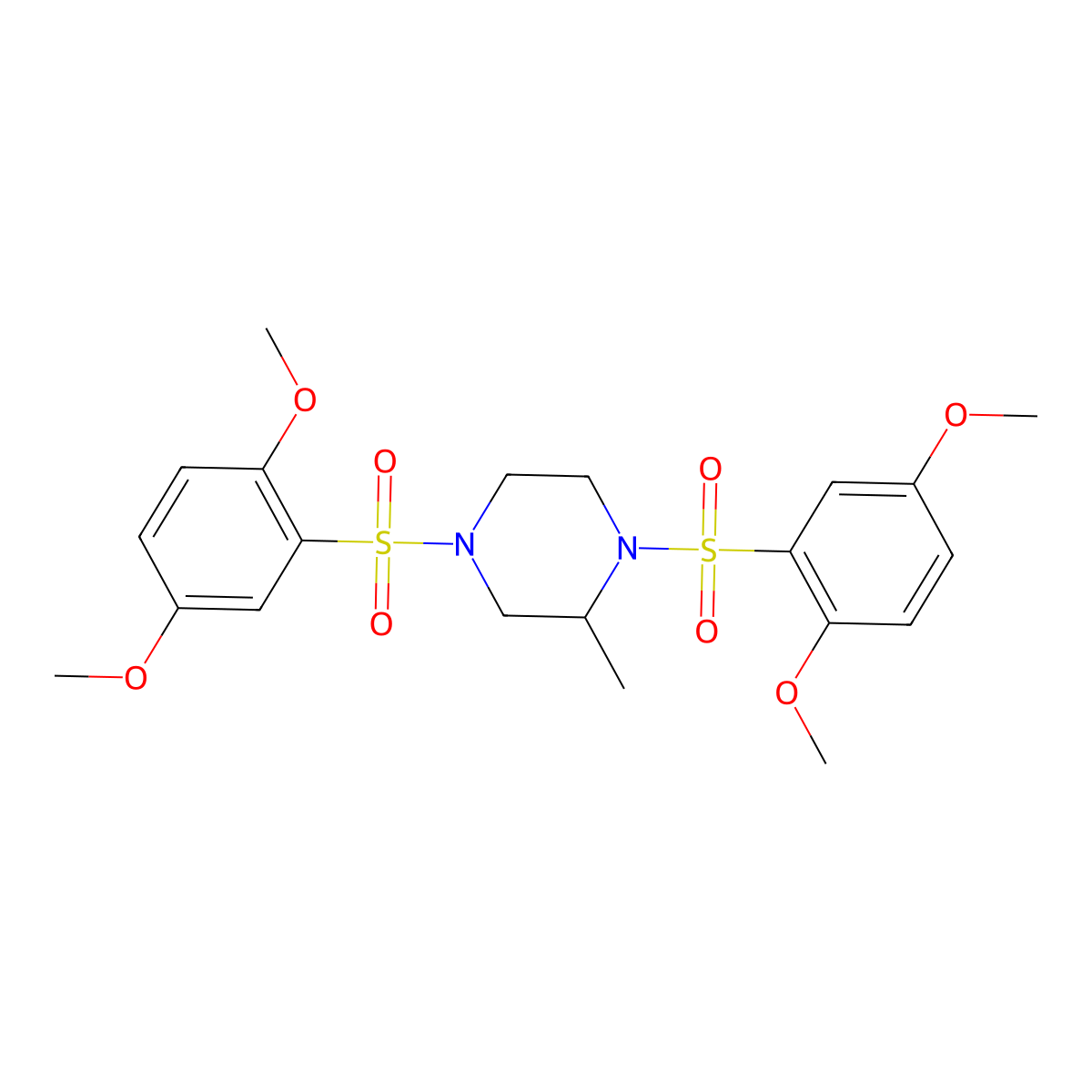 1,4-Bis(2,5-dimethoxybenzenesulfonyl)-2-methylpiperazine molecular structure, CAS 1428152-71-9