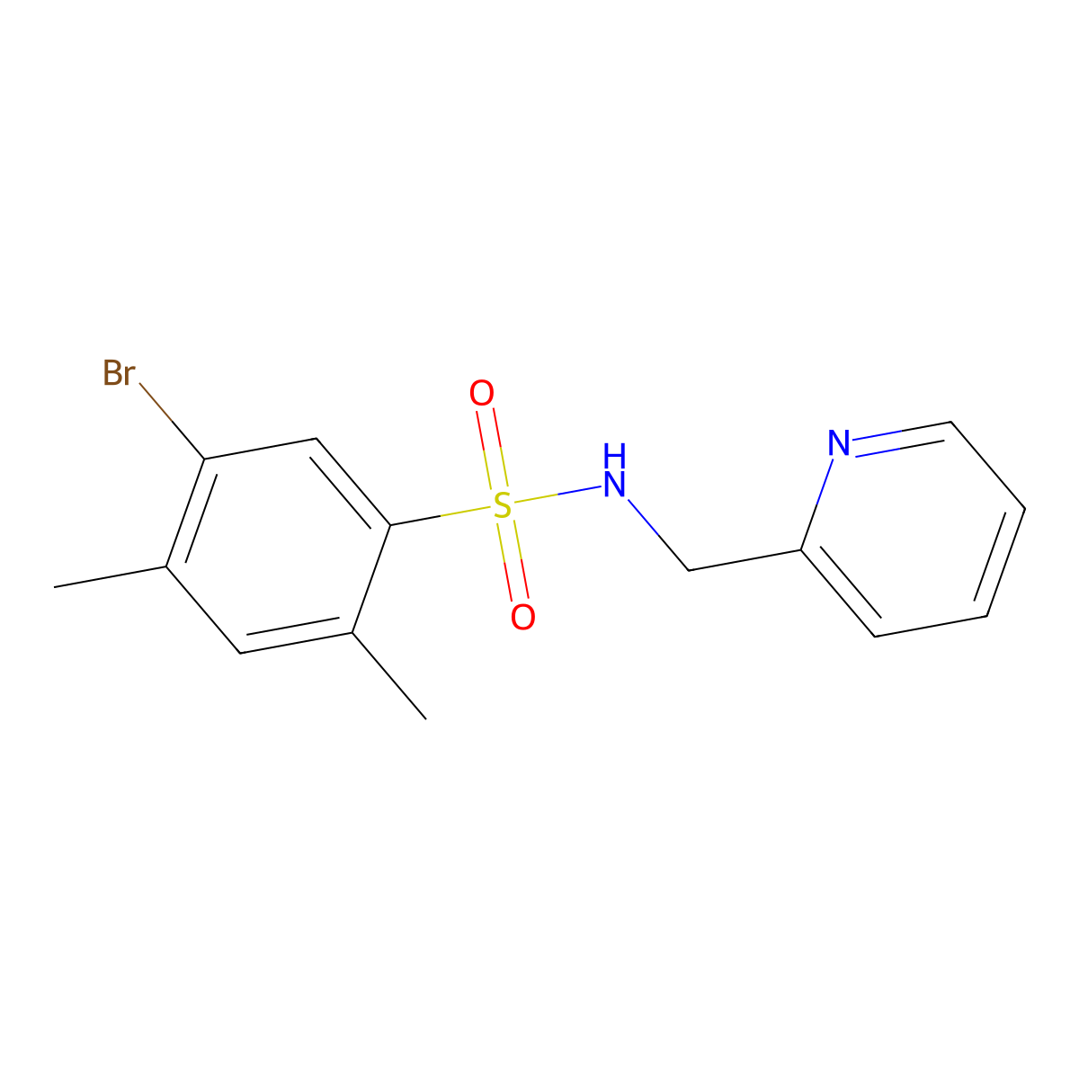 5-bromo-2,4-dimethyl-N-(2-pyridinylmethyl)benzenesulfonamide molecular structure, CAS 1428152-73-1