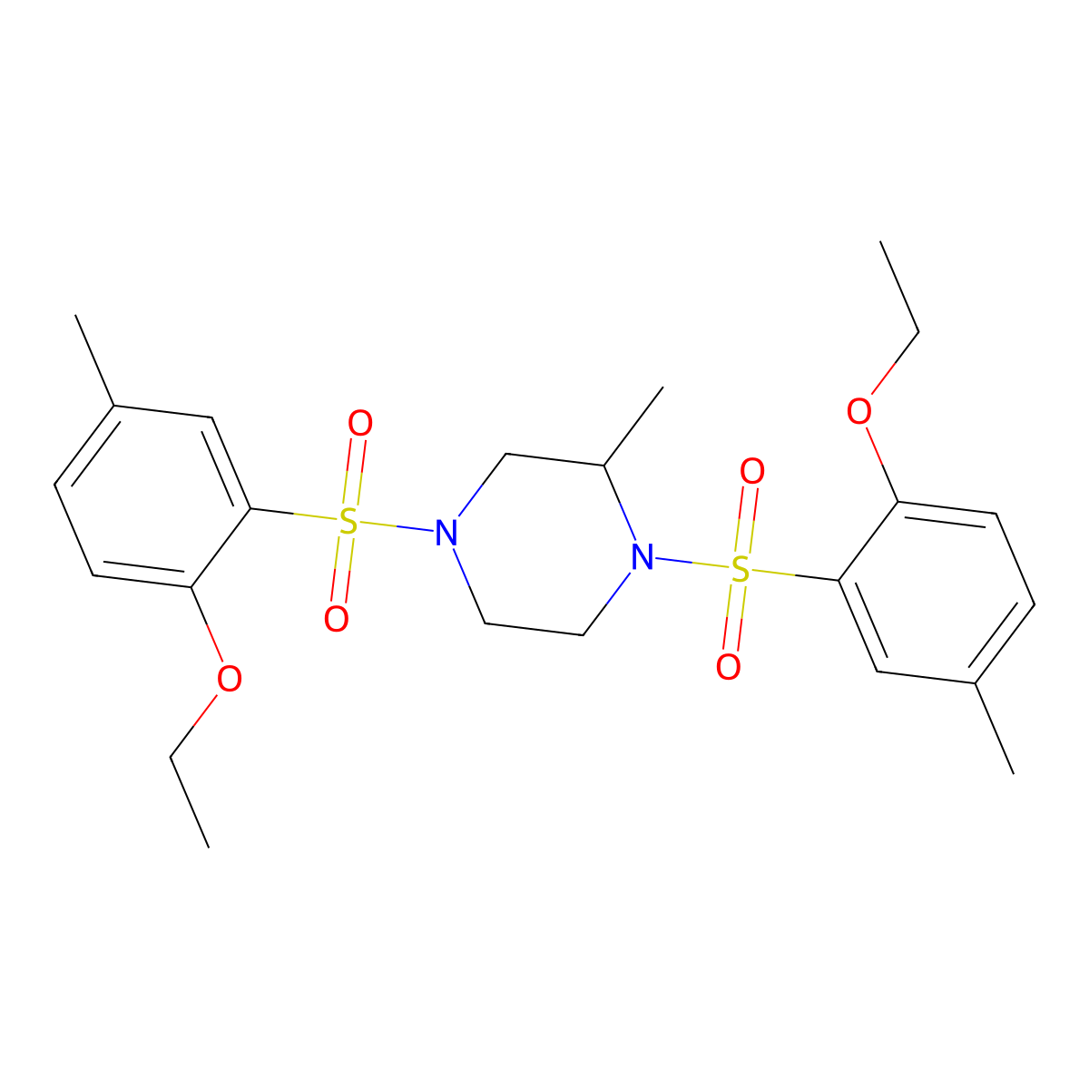 1,4-Bis(2-ethoxy-5-methylbenzenesulfonyl)-2-methylpiperazine molecular structure, CAS 1428152-74-2