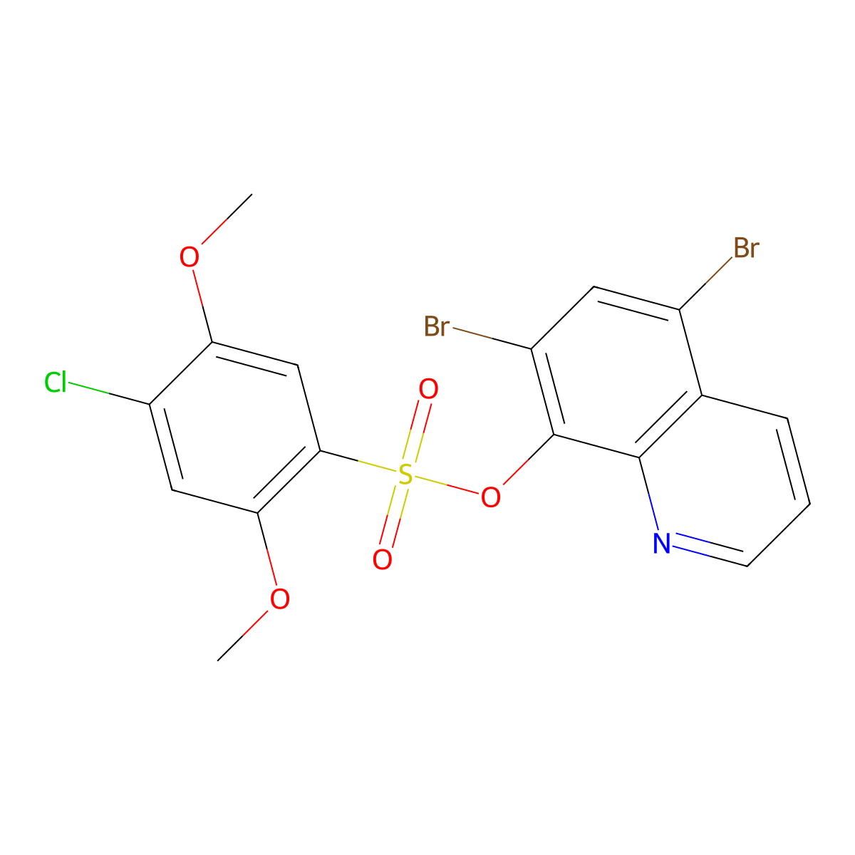 5,7-Dibromoquinolin-8-yl 4-chloro-2,5-dimethoxybenzene-1-sulfonate molecular structure, CAS 1428152-75-3