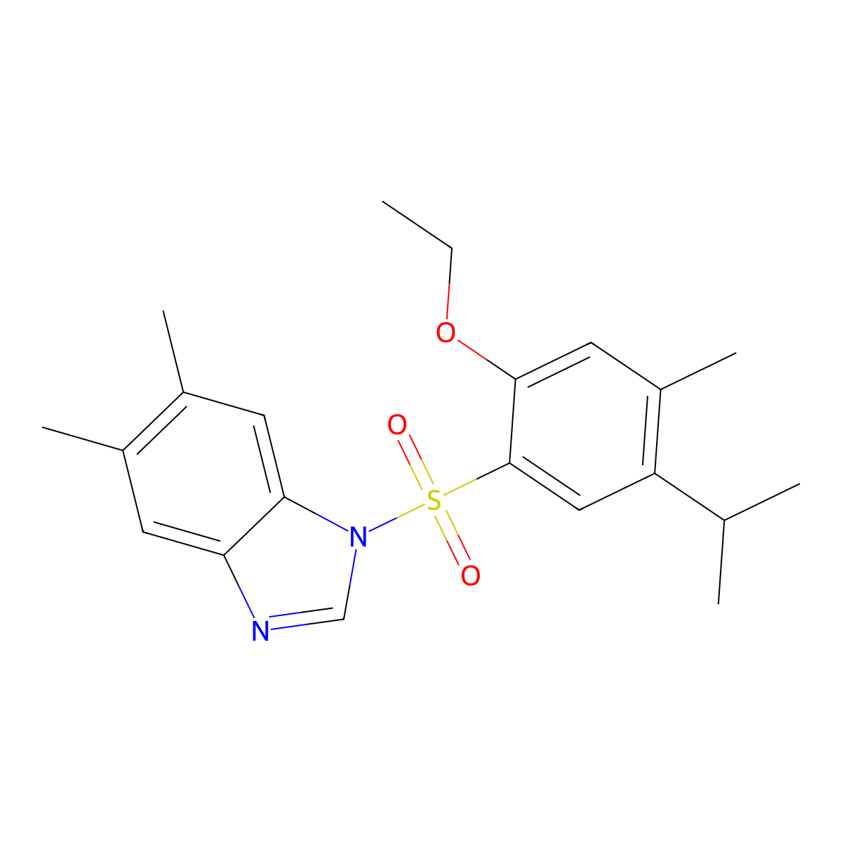 1-[2-ethoxy-4-methyl-5-(propan-2-yl)benzenesulfonyl]-5,6-dimethyl-1H-1,3-benzodiazole molecular structure, CAS 1428152-80-0