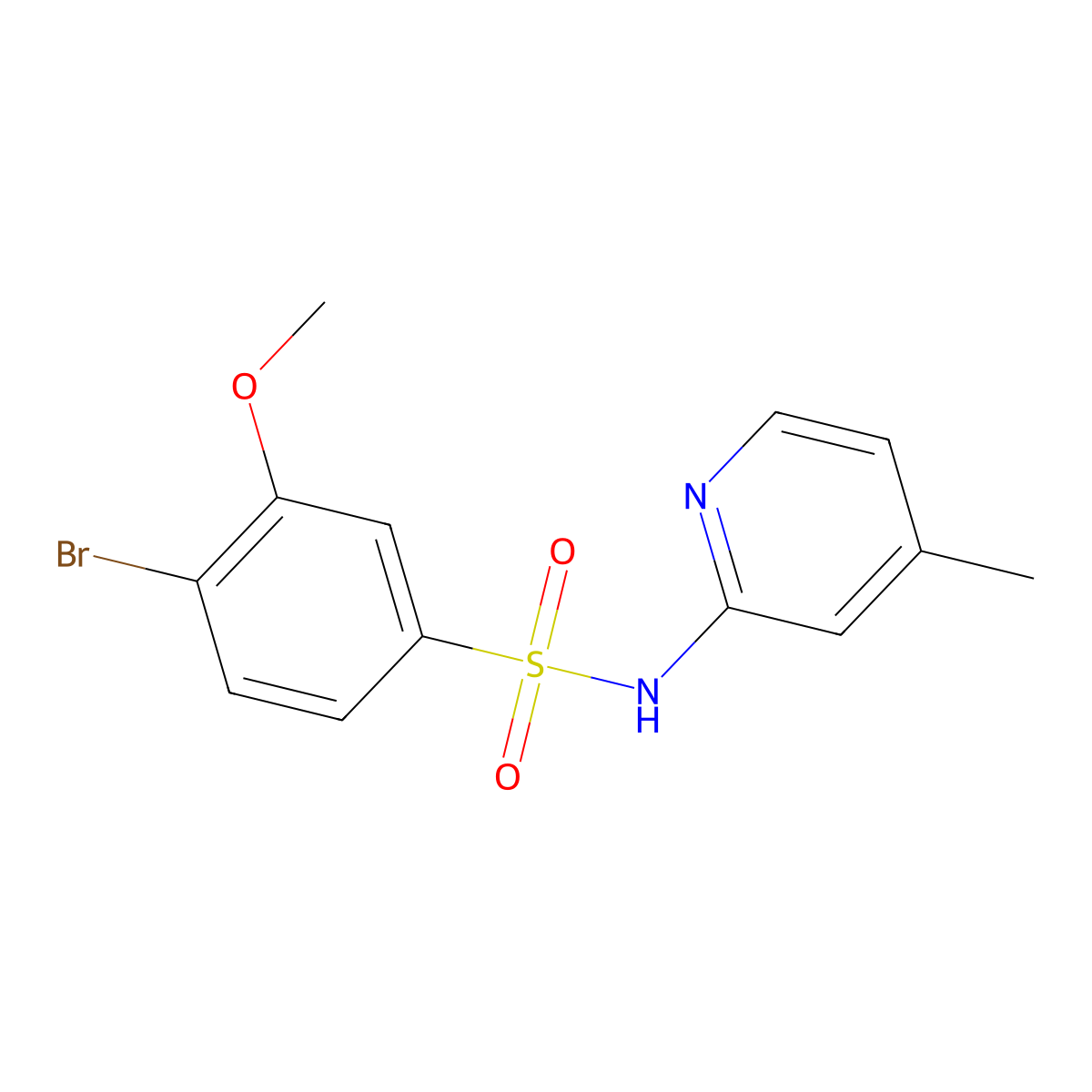 4-bromo-3-methoxy-N-(4-methylpyridin-2-yl)benzene-1-sulfonamide molecular structure, CAS 1428152-81-1