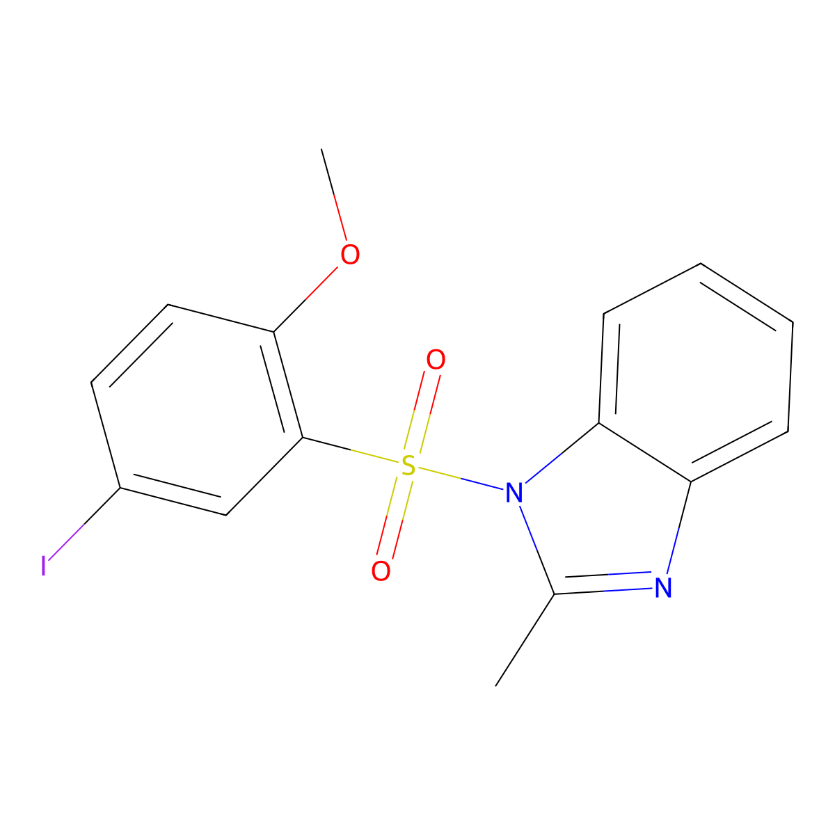 1-[(5-iodo-2-methoxyphenyl)sulfonyl]-2-methyl-1H-benzimidazole molecular structure, CAS 1428152-83-3