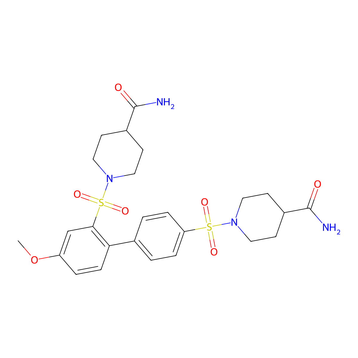 1-({2'-[(4-Carbamoylpiperidin-1-yl)sulfonyl]-4'-methoxy-[1,1'-biphenyl]-4-yl}sulfonyl)piperidine-4-carboxamide molecular structure, CAS 1428152-86-6