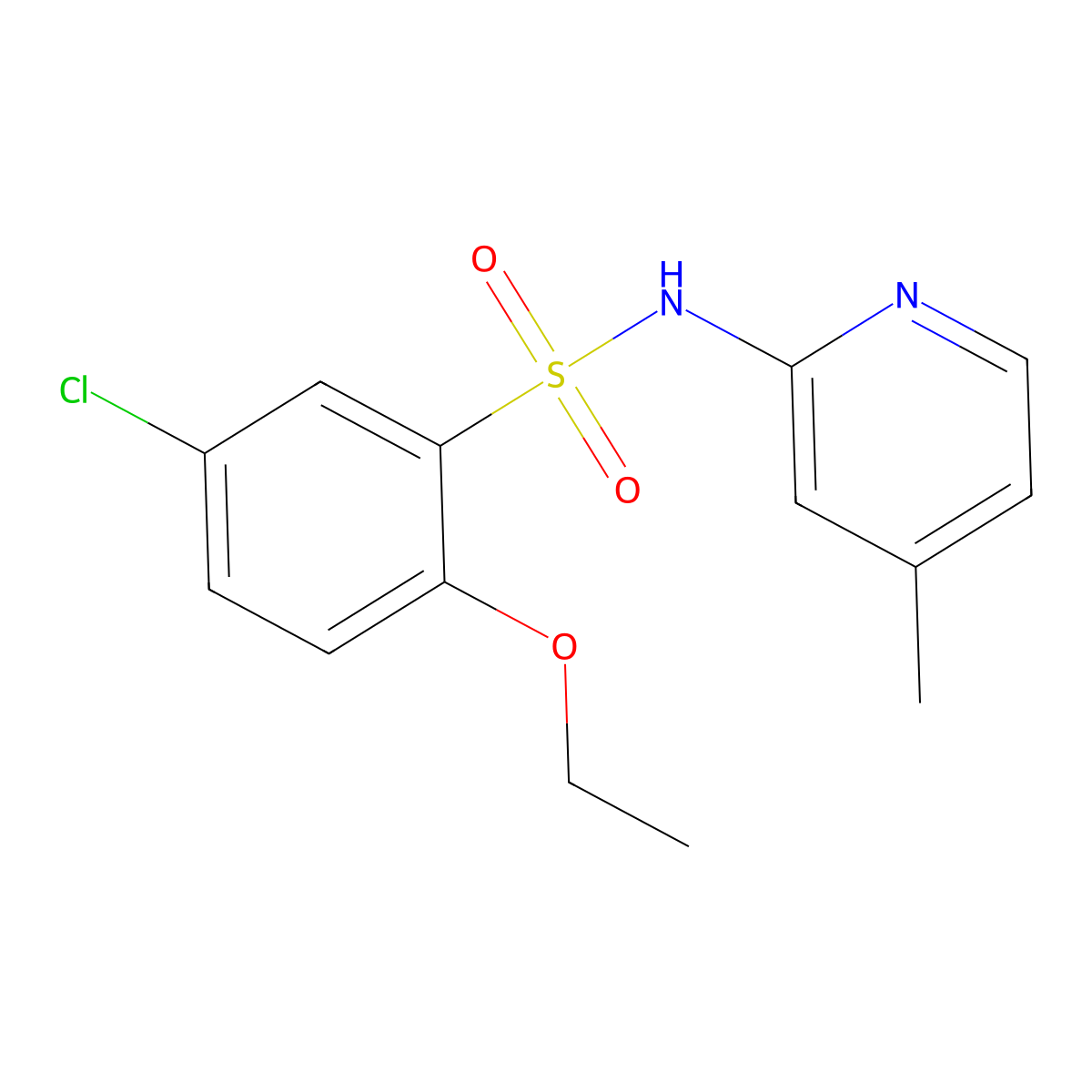 5-chloro-2-ethoxy-N-(4-methyl-2-pyridinyl)benzenesulfonamide molecular structure, CAS 1428152-88-8