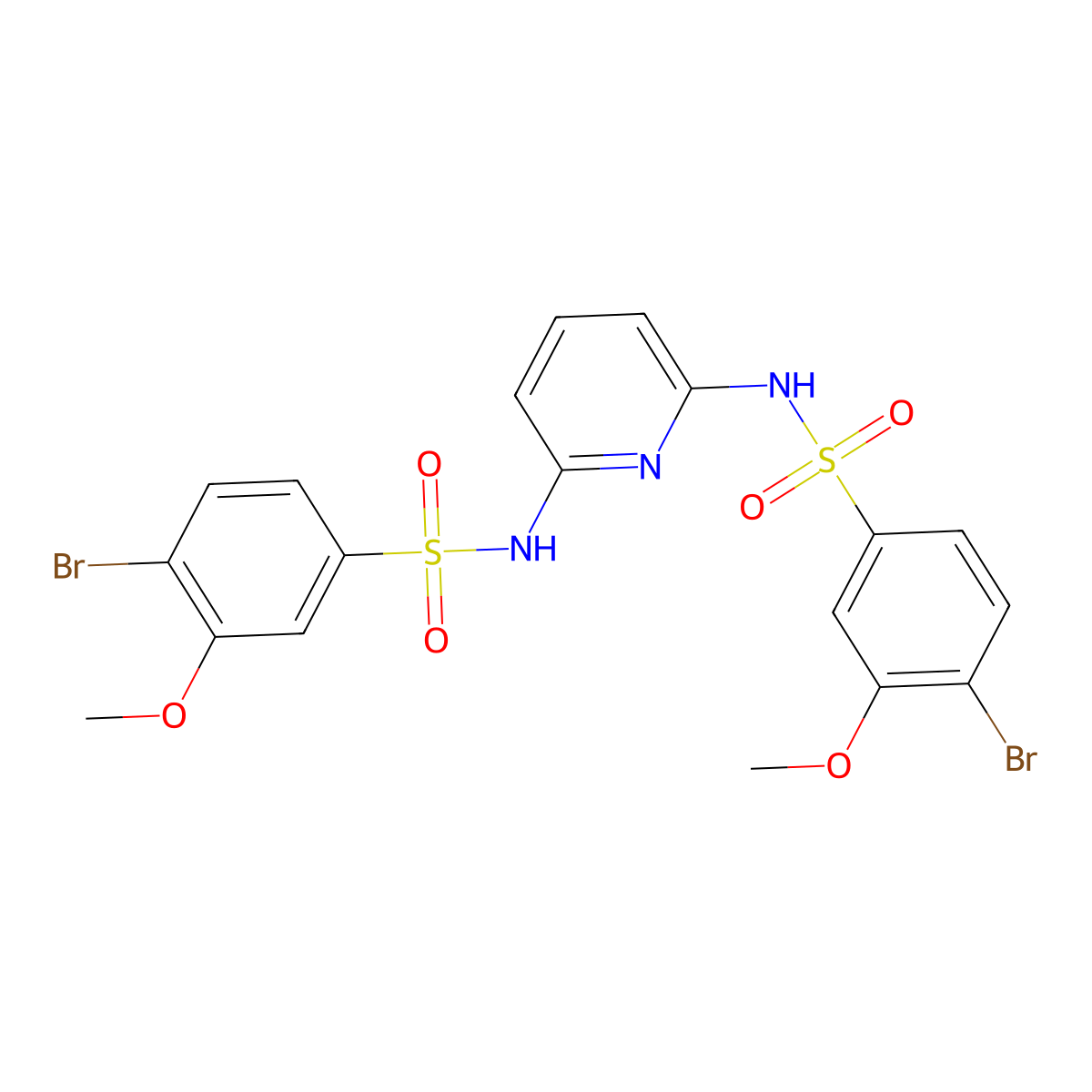 4-bromo-N-[6-(4-bromo-3-methoxybenzenesulfonamido)pyridin-2-yl]-3-methoxybenzene-1-sulfonamide molecular structure, CAS 1428152-93-5