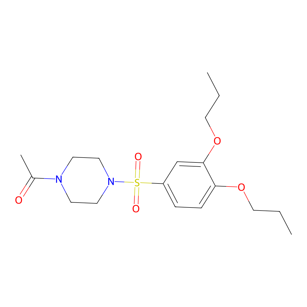 1-Acetyl-4-[(3,4-dipropoxyphenyl)sulfonyl]piperazine molecular structure, CAS 1428152-95-7