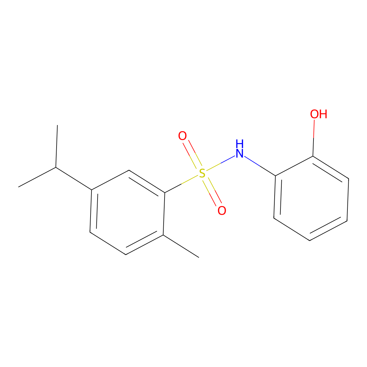 N-(2-hydroxyphenyl)-2-methyl-5-(propan-2-yl)benzene-1-sulfonamide molecular structure, CAS 1428152-98-0