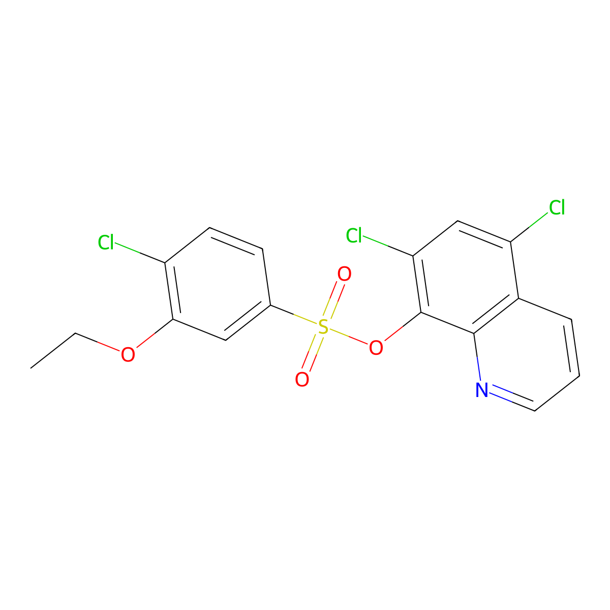 5,7-Dichloroquinolin-8-yl 4-chloro-3-ethoxybenzene-1-sulfonate molecular structure, CAS 1428153-02-9