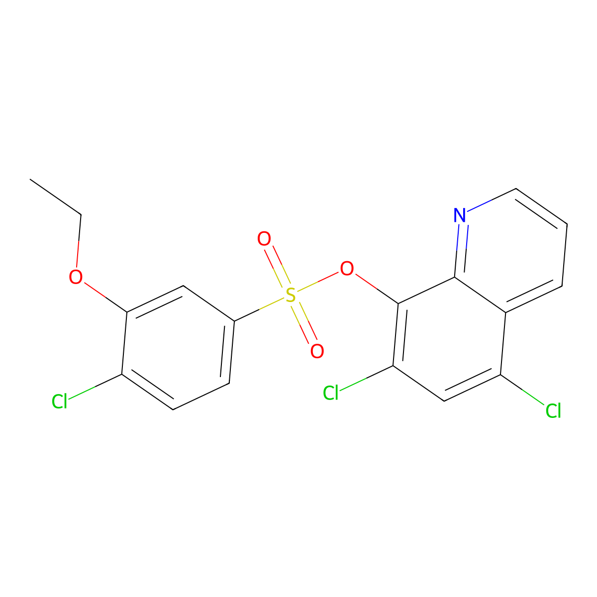 5,7-Dichloroquinolin-8-yl 4-chloro-3-ethoxybenzene-1-sulfonate molecular structure, CAS 1428153-02-9