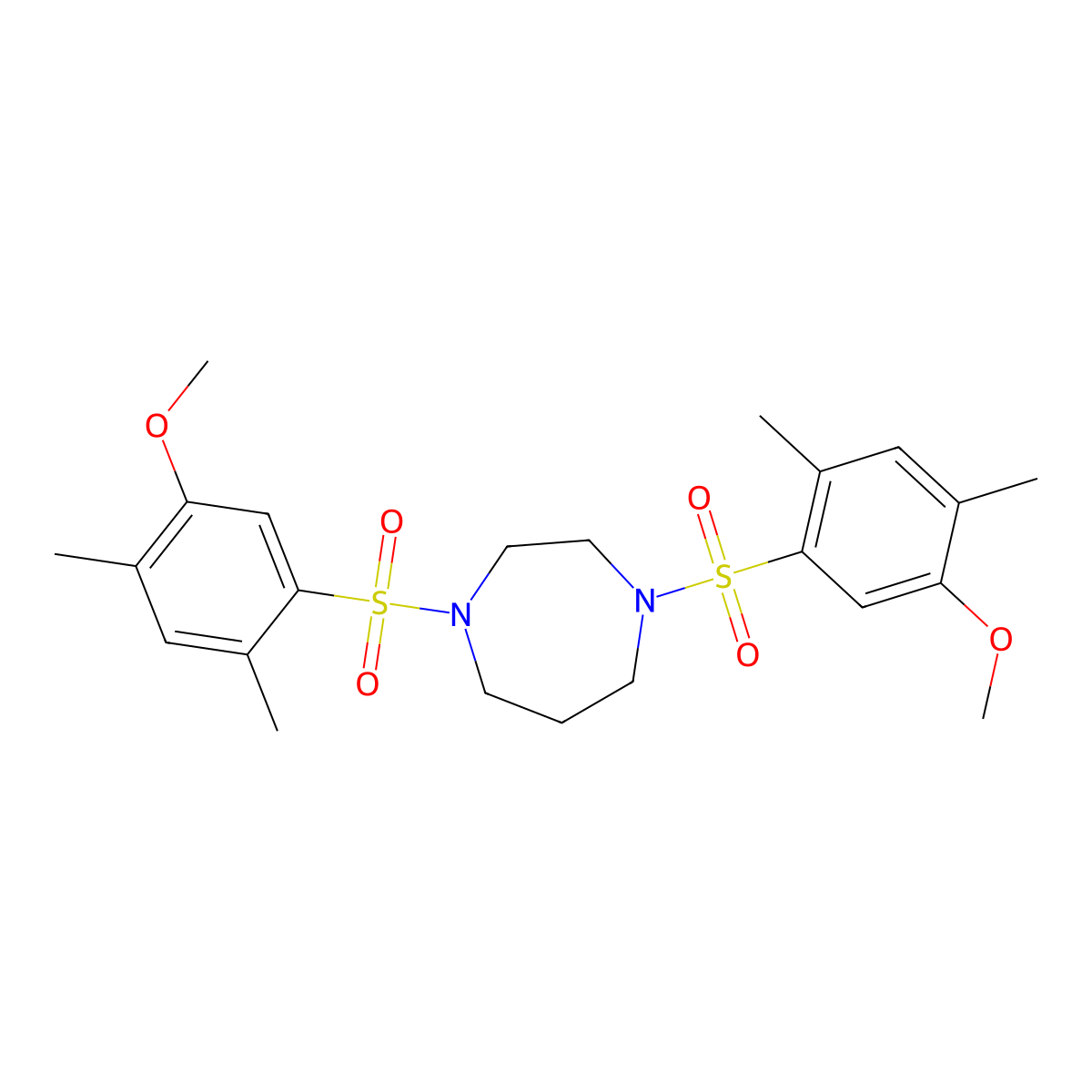 1,4-Bis(5-methoxy-2,4-dimethylbenzenesulfonyl)-1,4-diazepane molecular structure, CAS 1428153-03-0